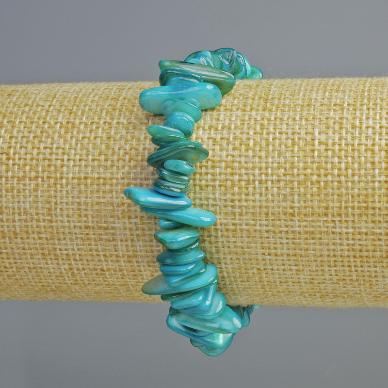 Brățară din sidef albastru nuanțat, granule de 10×2 mm, lungime 18 cm, elastică