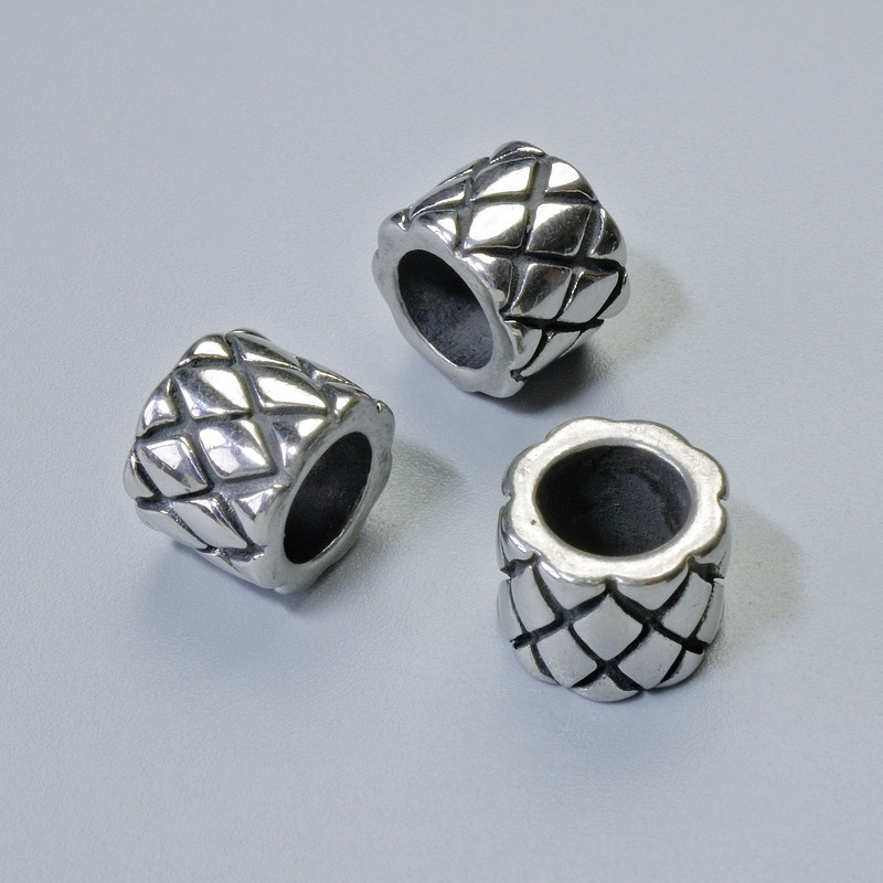 Фурнітура намистина-вставка, діаметр 7х9мм+-, отвір, діаметр 5, 1мм, сріблястий колір металу, 1шт