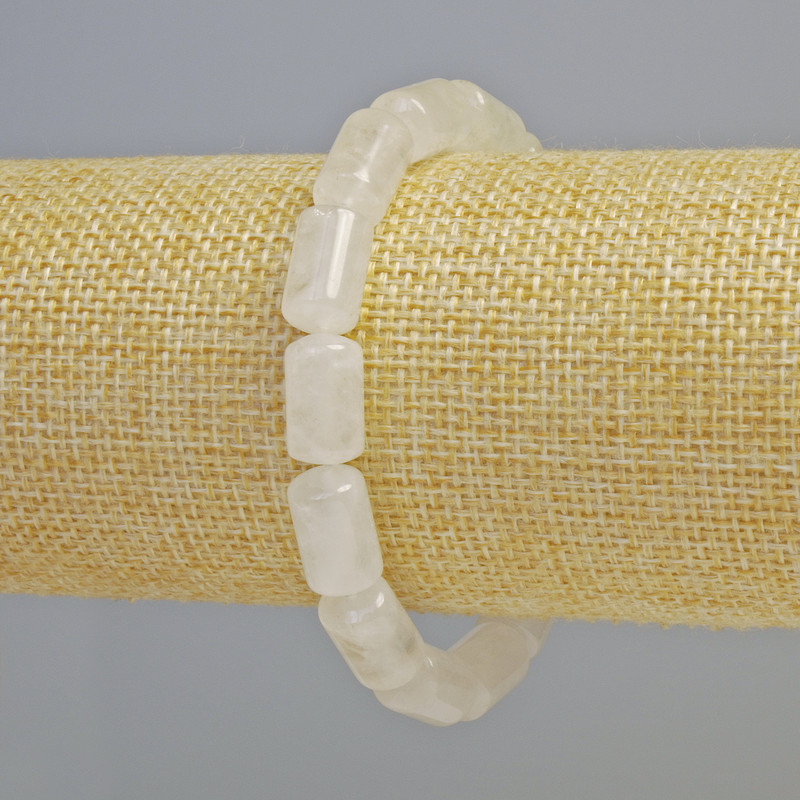 Brățară din cristal de munte natural, piatră cilindrică, diametrul 8×14 mm, +/- (pe bază elastică), lungime 18 cm+