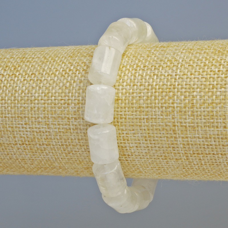 Brățară din cristal de munte, piatră naturală, cilindru, diametru 10x14 mm +/- (elastic), lungime 18 cm