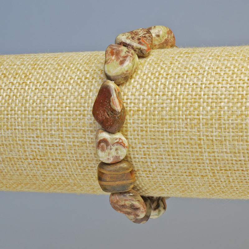 Brățară din jasper Picasso, piatră naturală, fațetată, diametrul 10x13 mm ± (elastic), lungime 18 cm+