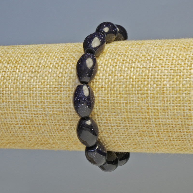 Brățară cu aventurin Noaptea Cairo (sintetică) - ovală, diametrul 10x14 mm ± (elastică), lungime 18 cm+