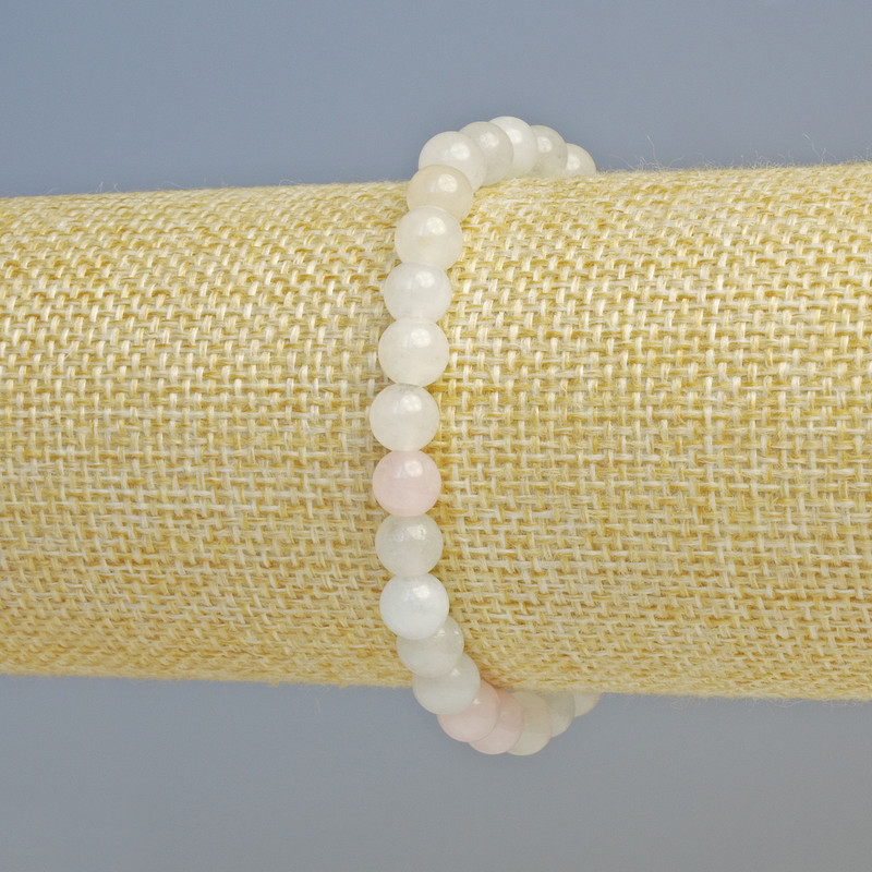 Brățară din morganit, piatră naturală, mărgele netede, diametrul 6,5 mm +/- (elastic), lungime 18 cm+