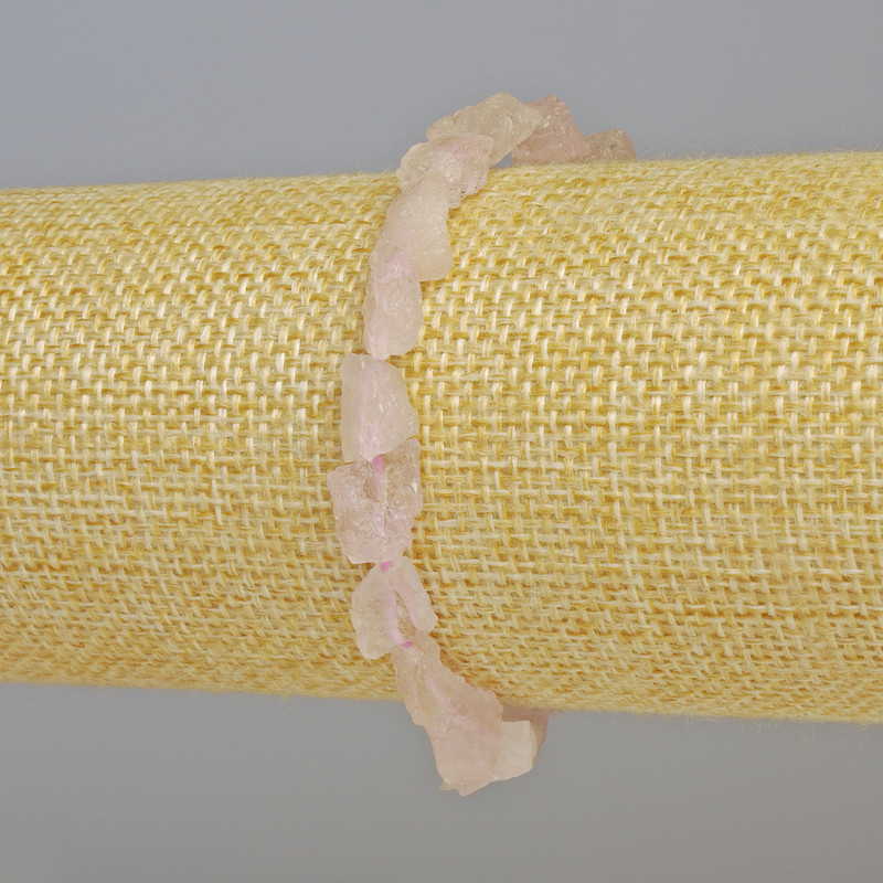 Brățară din cuarț roz natural, piatră brută, mărgele fațetate, diametrul de la 8×10 la 12×17 mm ± (elastic), lungimea 18 cm+