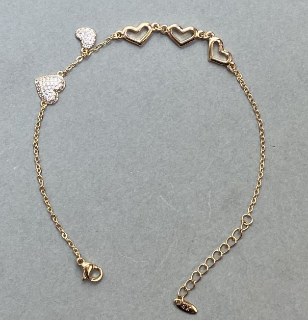 Brățară «Inimă» Xuping placare cu aur 18K, lungime 18×21 cm, grosime 1,5 mm, cu cristale