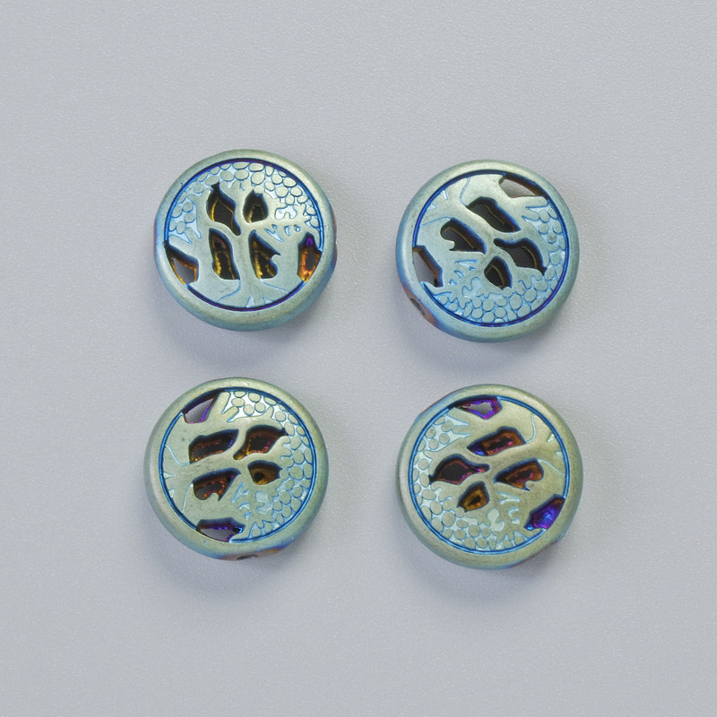 Намистина Гематит колір матовий хамелеон, діаметр 12х4, 5мм+- ( 4шт. )