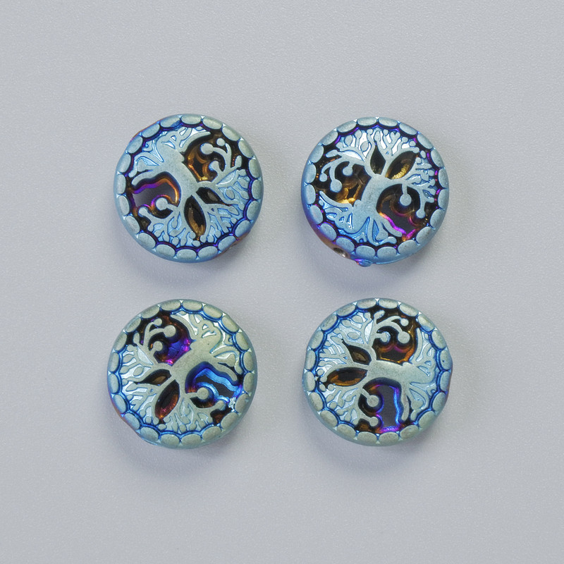 Намистина Гематит "Дерево" колір матовий хамелеон, діаметр 12, 5х4, 5мм+- ( 4шт. )