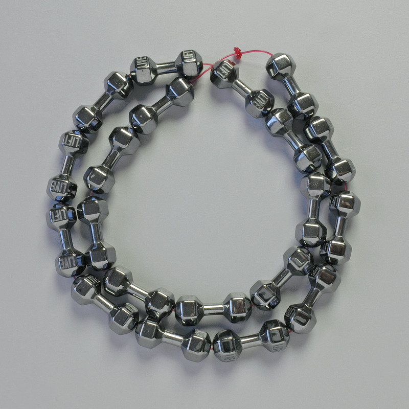 Mărgele de hematit în formă de ganteră, culoare neagră, diametru 21×7 mm, lungime 42 cm – șir