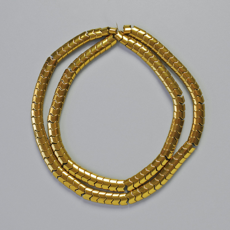 Mărgele din hematit șarpe zig-zag, culoare aurie, diametrul 5x4x3 mm ±, lungime 40 cm ± șir