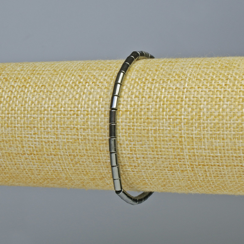 Brățară din hematit neagră, cilindrică, 18 cm, elastică