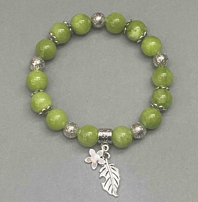 Brățară Onix din acrilic artificial, bile lucioase, diametrul 10 mm, cu inserții, lungime 18 cm, extensibilă