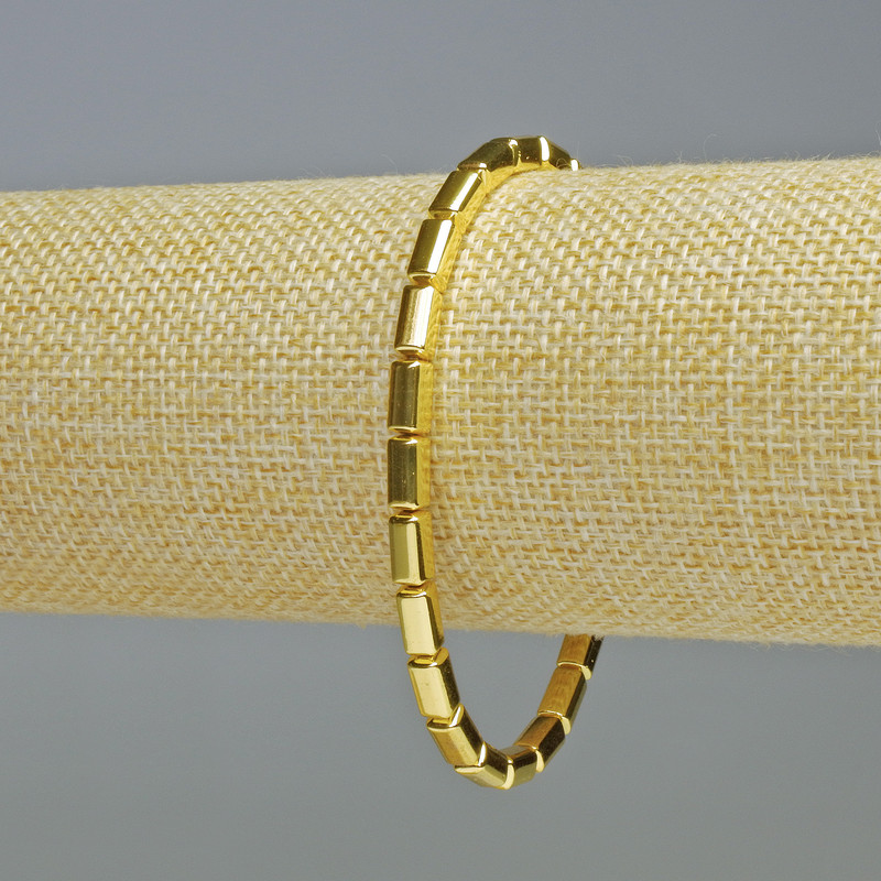 Brățară hematit dreptunghi rotunjit, culoare aurie, diametru 8x4 mm, lungime 18 cm, elastic