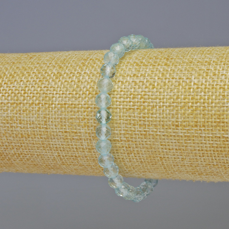 Brățară din topaz natural, mărgele facetate, diametrul 6 mm, lungime 18 cm, pe bază elastică