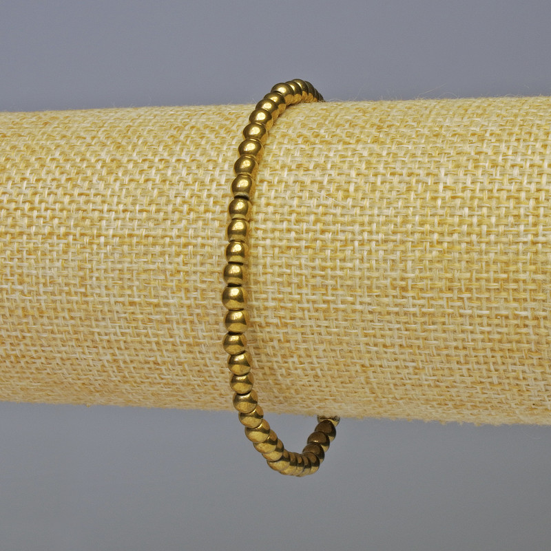 Brățară din hematit, bile netede, culoare auriu închis, diametru 4 mm, lungime 18 cm, elastică