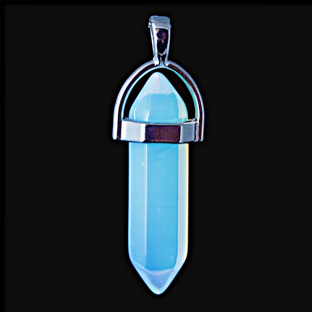 Pandantiv din piatră lunară în formă hexagonală, 4 cm