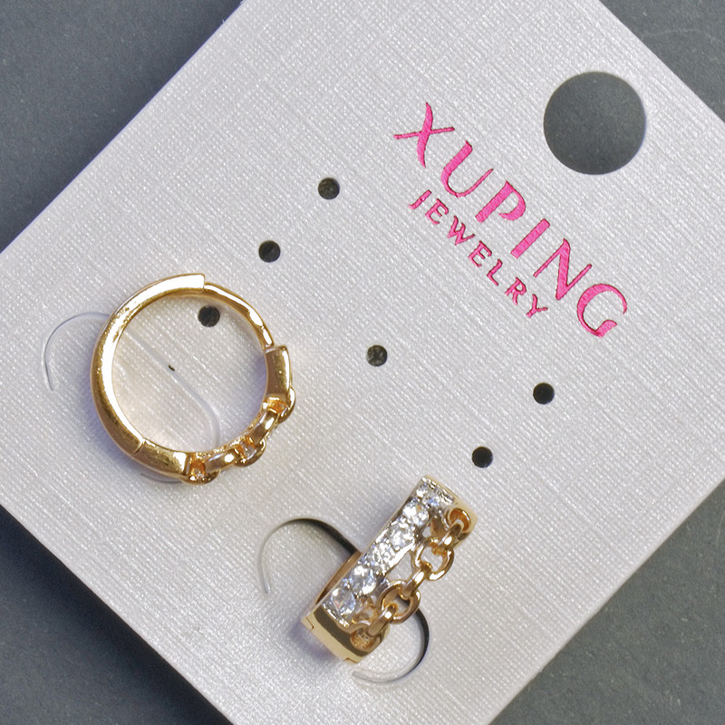 Cercei Xuping 13×5 mm „placare cu aur 18K” cu cristale albe