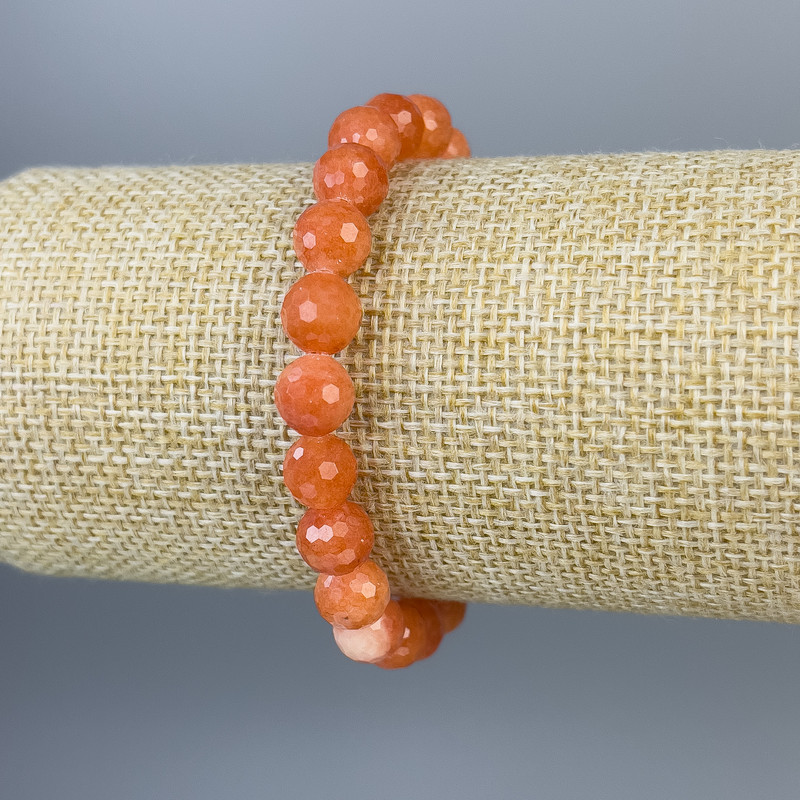 Brățară din nefrit Mashan cu mărgele tăiate de 8 mm, lungime 18 cm, pe elastic