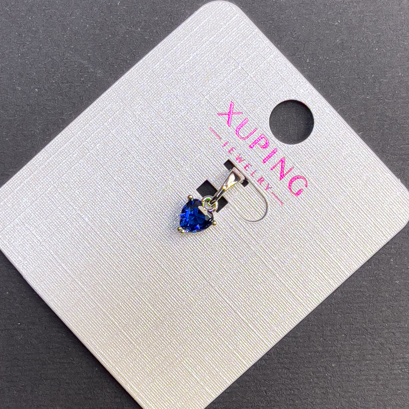 Pandantiv Xuping inimă cu cristal albastru, diametrul de 6 mm, lungimea de 12 mm, placat cu rhodiu