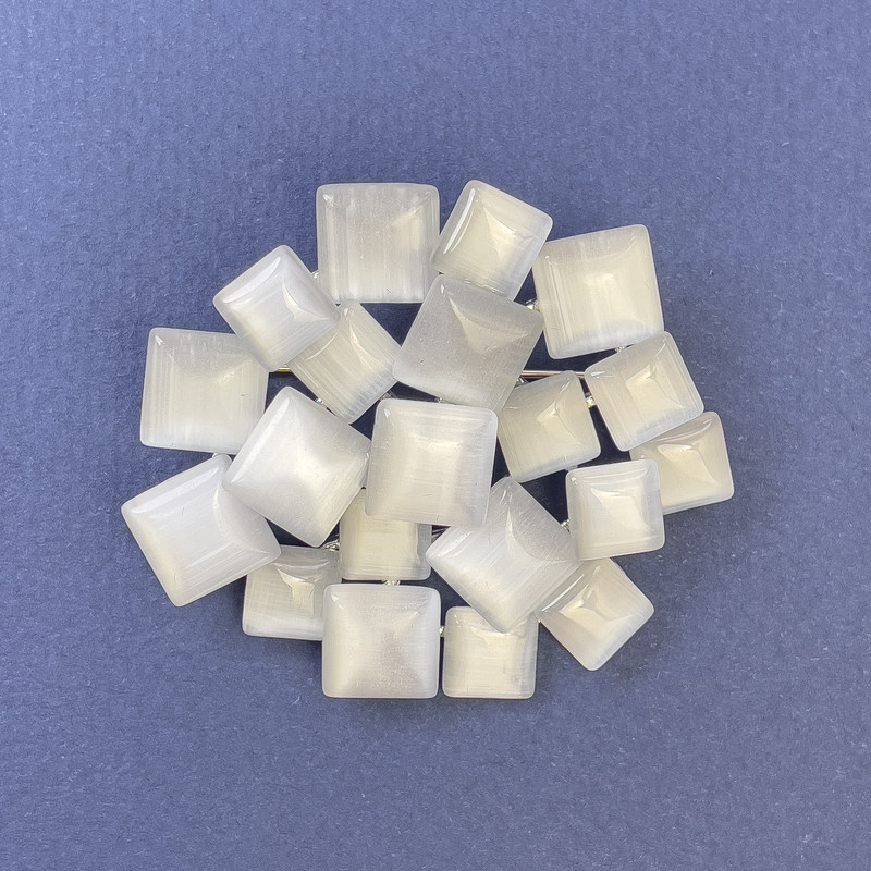 Broșă–pendulă «Accentul Ochiului Pisicii», metal argintiu 44×49 mm+