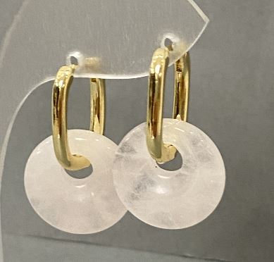 Сережки Гірський кришталь, діаметр 15мм+-, довжина 27мм+