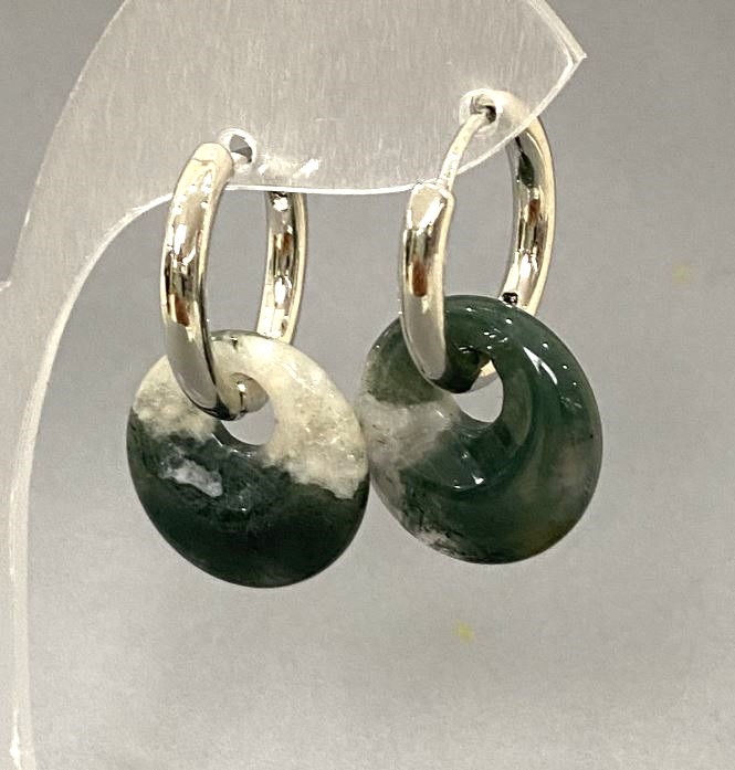 Сережки Яшма бублик швенза кільце, діаметр 18мм+-, довжина 31мм+