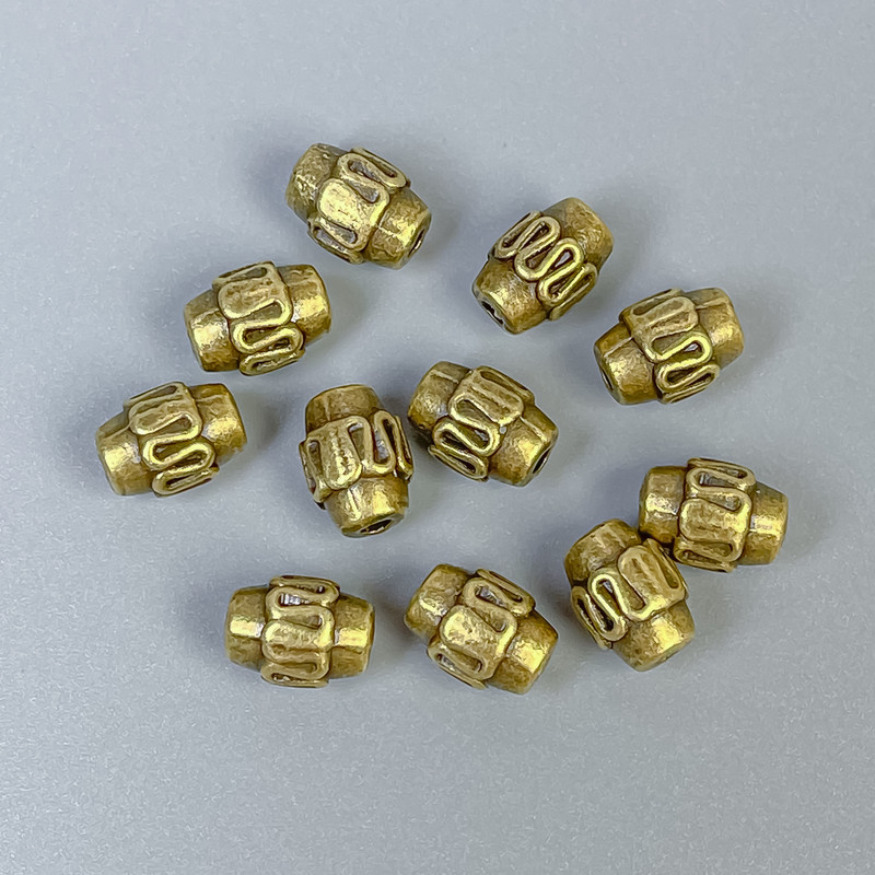 Furnitură mărgea-inserație culoare bronz, diametrul 7x9 mm, cu orificiu de 2 mm, ambalaj 20 g (~15 buc.)