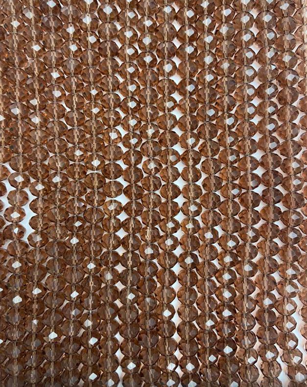 Mărgele din cristal ceh pe fir, maro translucid, tăiate în formă de rondelle, diametrul 8×6 mm, lungime 40 cm