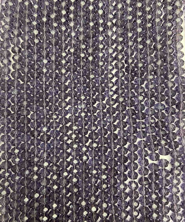 Mărgele mov din cristal ceh pe fir, transparente, tăiate în rondel, diametrul 8x6,5 mm, lungime 40–42 cm