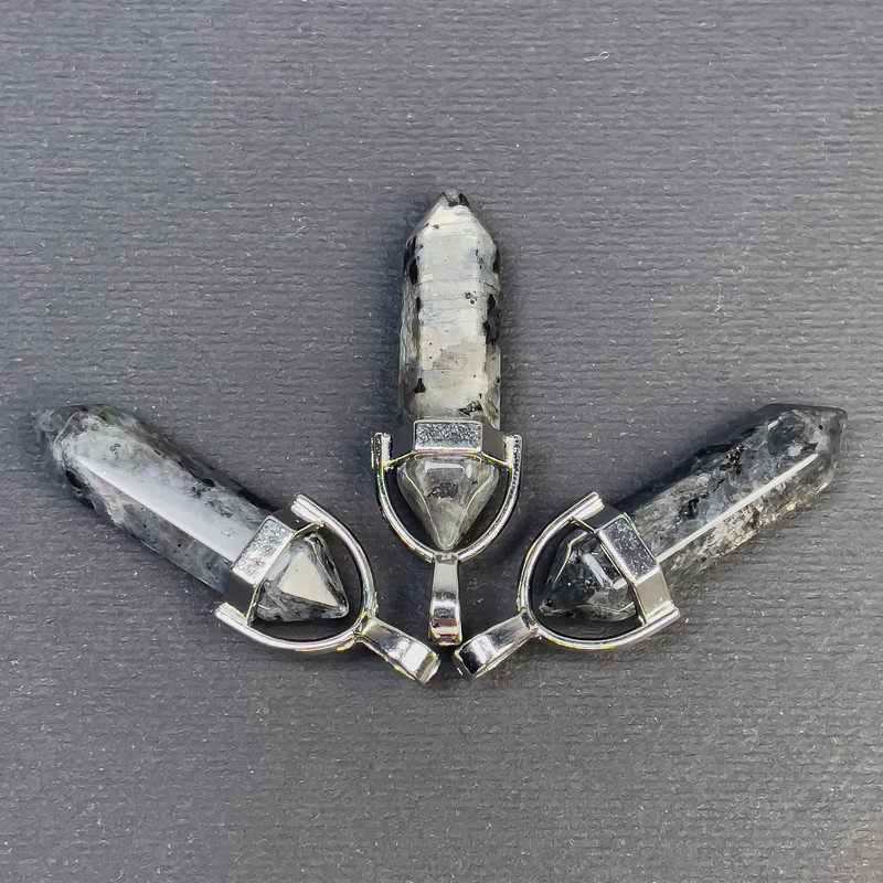 Pandantiv din labradorit, cristal hexagonal, în formă de sferă, 8x31x41mm+