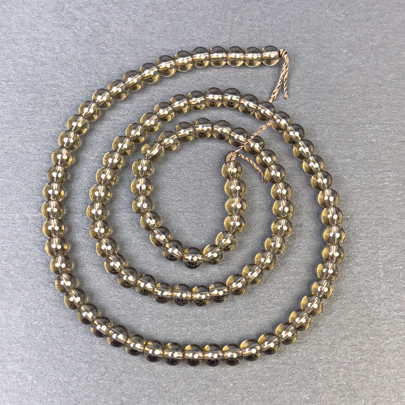Mărgele din topaz fumuriu, bile rotunde netede 4,5 mm, pe șnur, lungime 37 cm