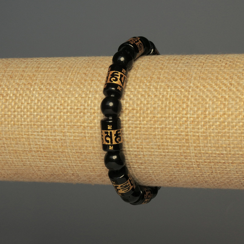 Brățară din agat artificial – bile netede, diametru 8 mm, inserție cilindrică, diametru 12×8 mm, 18 cm, elastică