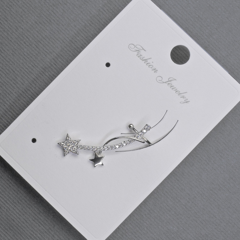 Cercei cu știft, cabochon, metal auriu, 11x28 mm, aproximativ – cristale albe