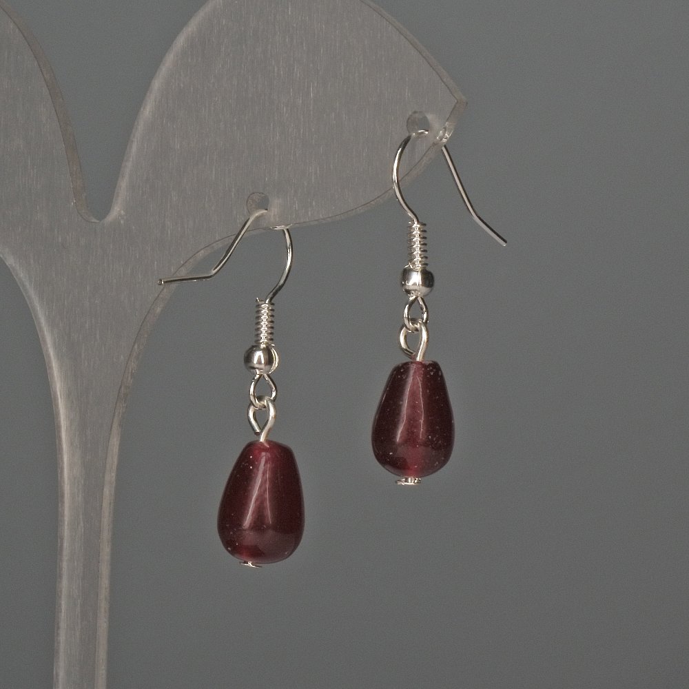 Cercei din cuarț tonat, 8×12 mm, lungime 32 mm