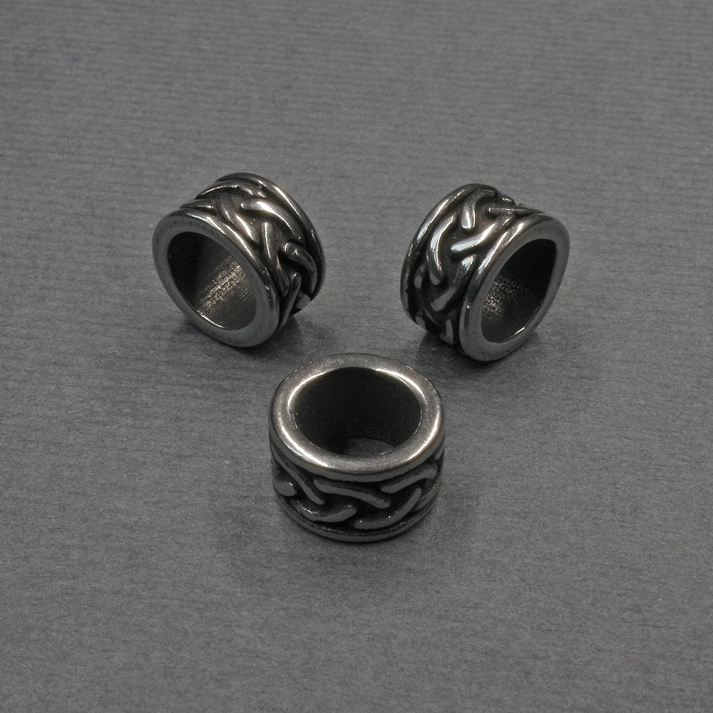 Furnitură mărgea-inserție, culoare metalică argintie, diametru 9×5 mm, gaură aproximativă 6 mm