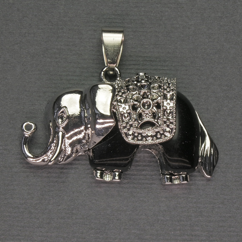 Pandantiv Elefant din agat 39×34 mm - metal argintiu
