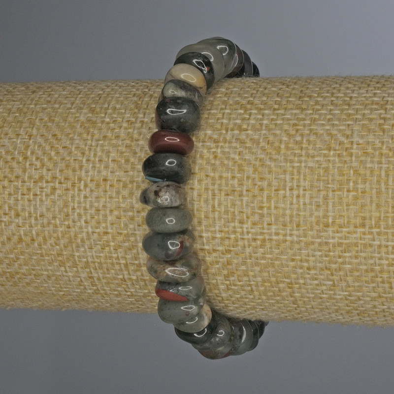 Brățară din jasper rotunjit, diametru 10×5 mm, lungime 18 mm, elastic