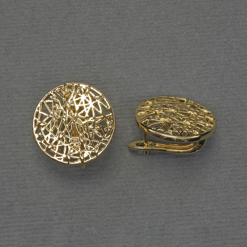 Știfturi pentru cercei, metal auriu, diametrul de 18 mm — pereche