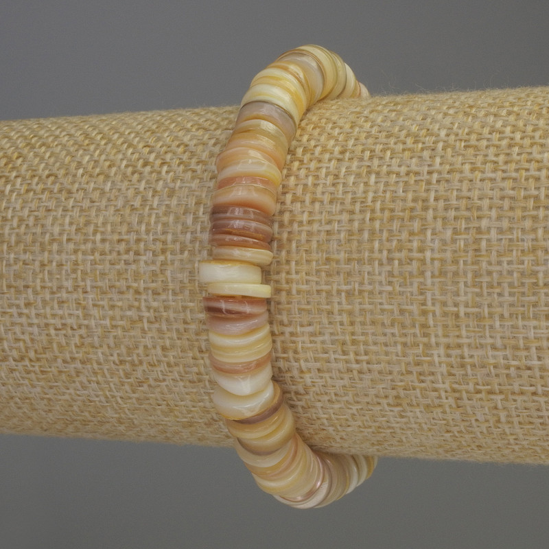 Brățară cu sidef rondel, diametru 8x2 mm, lungime 18 cm, elastică