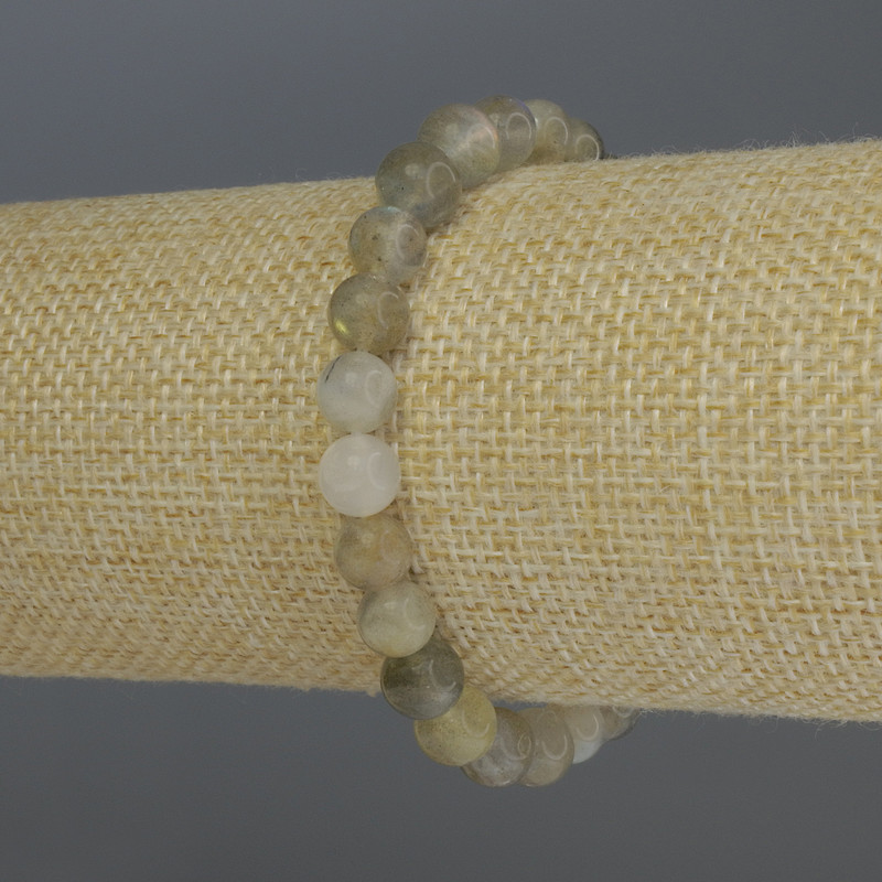 Brățară din labradorit, bile netede, diametru 7 mm, lungime 18 cm, pe elastic