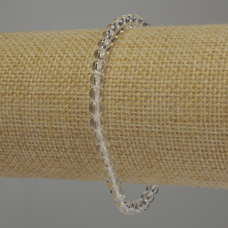 Brățară cu cristal de munte, bile netede, diametru 4 mm, lungime 18 cm, elastic