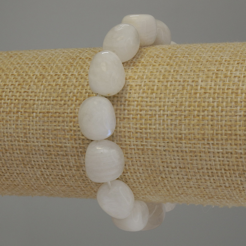 Браслет Адуляр галтівка, діаметр 12х11мм+-, довжина 18см стрейч