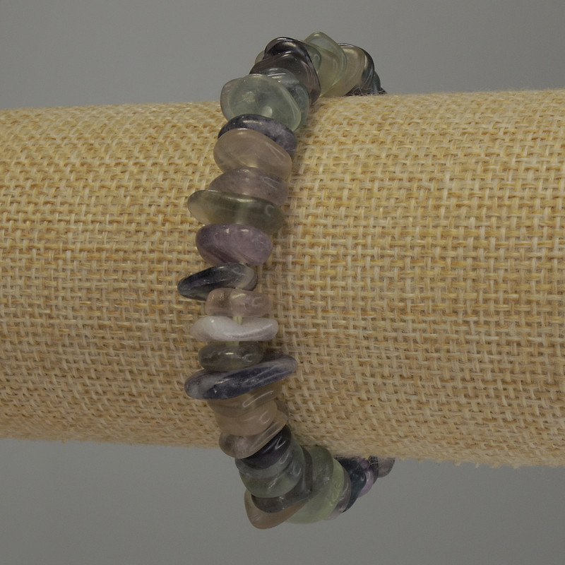 Brățară din fluorit – granule, diametru 10–14×3 mm ±, lungime 18 cm, elastică