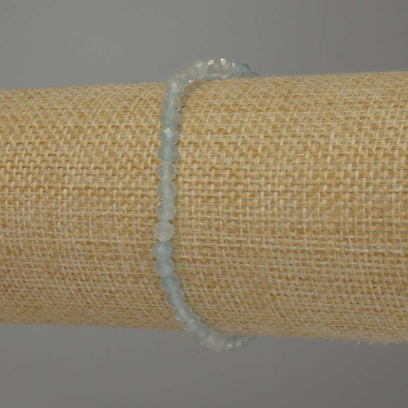 Brățară cu acvamarin fațetată, 4 mm