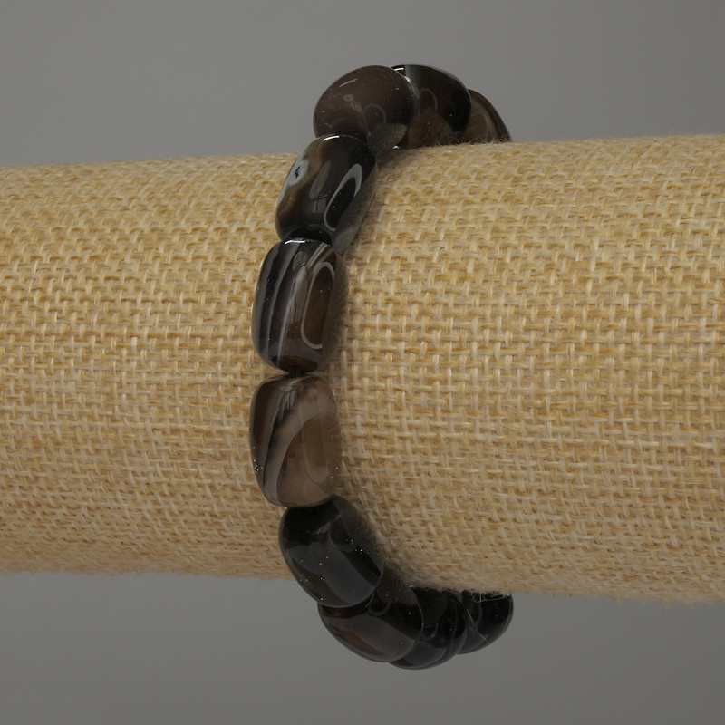 Brățară din agat baril, 14×10 mm, lungime 18 cm, elastică