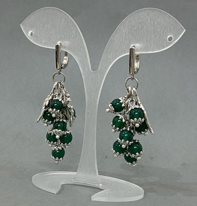 Cercei «Grona Ochi de Pisică» cu bile de 6 mm, lungime 57 mm