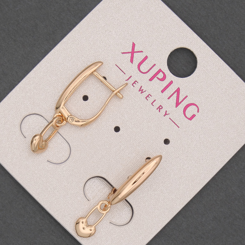 Cercei Xuping, diametru 5 mm, lungime 24 mm, placare cu aur 18K