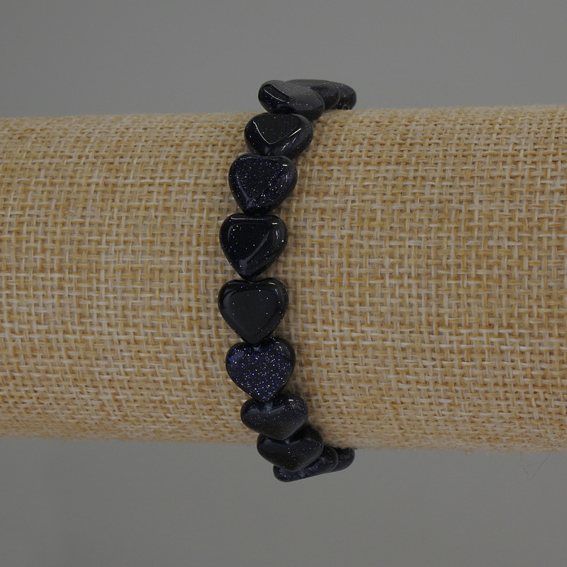 Brățară din aventurin Noaptea Cairo, inimioare, diametrul 10×10 mm, lungime 18 cm, elastică