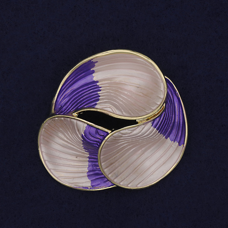 Broșă Accent, culoare roz și mov, metal auriu 44 mm+