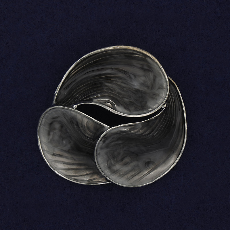 Broșă Accent email gri metal argintiu 44 mm+