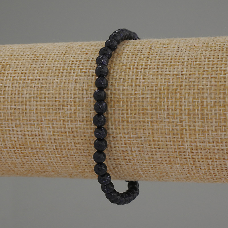 Brățară cu aventurin Noaptea Cairei, mărgele netede de 4 mm, lungime 18 cm, elastic